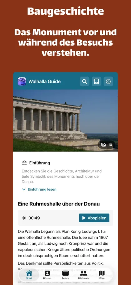 Baugeschichte in Walhalla Guide