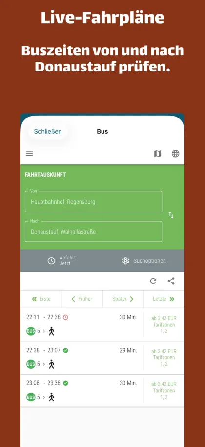 Buszeiten von und nach Donaustauf